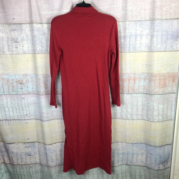 ALL IN FAVOR Long Sleeve Midi Sweater Dress Claret - Picture 7 of 8